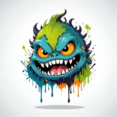 Sticker - Cartoon Monster with Dripping Paint