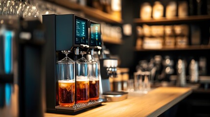 Poster - automated drink dispenser with iot connectivity and smart technology features in a contemporary rest