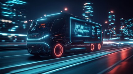 Poster - Discover the groundbreaking selfdriving delivery van that significantly improves urban logistics, enabling exact and efficient package delivery through a userfriendly smartphone application