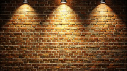 Poster - An aged brick wall bathed in the glow of spotlights