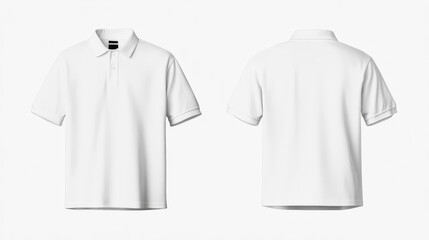 Canvas Print - White cotton polo shirt mockup front and back view