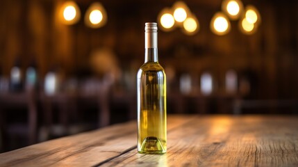 Sticker - Wine Bottle on Wooden Table