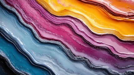 Aufkleber - This digital artwork features flowing layers of vibrant colors creating an abstract representation. The image has artistic appeal with its harmonious pattern and textured depth.