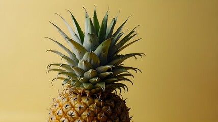 Wall Mural - A golden whole yellow pineapple,The background is a light yellow that mirrors the pineapple’s vibrant color.