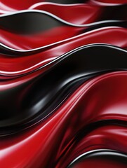 Poster - 3D rendered abstract background featuring a wave design in red and black tones