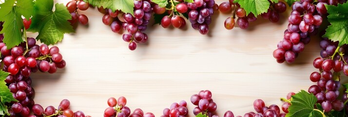 Wall Mural - Frame with grape and vine for wine with copy space for text