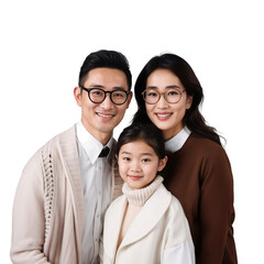 Portrait of a happy family smiling together, showing the love and care, isolated on a transparent background