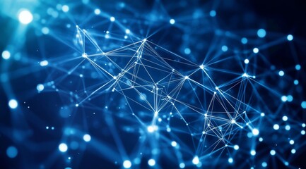 Poster - Abstract Blue Network Connection Technology Background