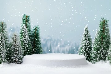 Poster - Snowy winter scene with trees