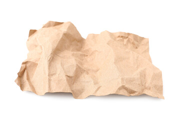 Sticker - Crumpled kraft paper sheet isolated on white