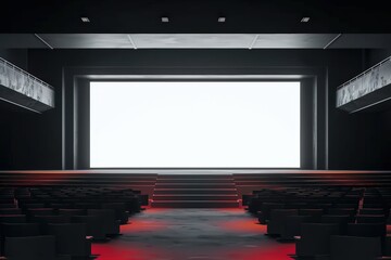 Wall Mural - Empty movie theater with red lighting