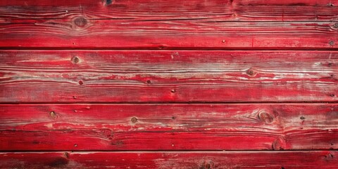 Poster - Red painted wood texture with a rustic and weathered finish