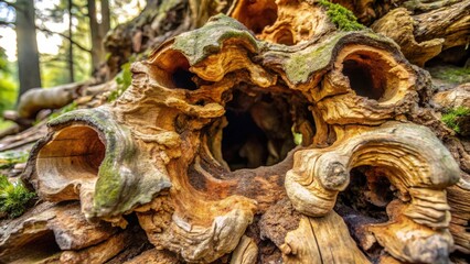 Aufkleber - Close-up of burl formations peeking out from under tree stump bark