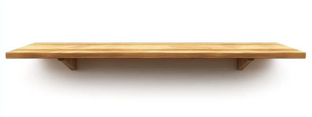 Poster - 3D rendering of wooden shelves isolated on a white background