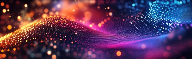Poster - 3D Rendering of Energetic Abstract Neon Dots in Watercolor Style Night Club Invitation Design