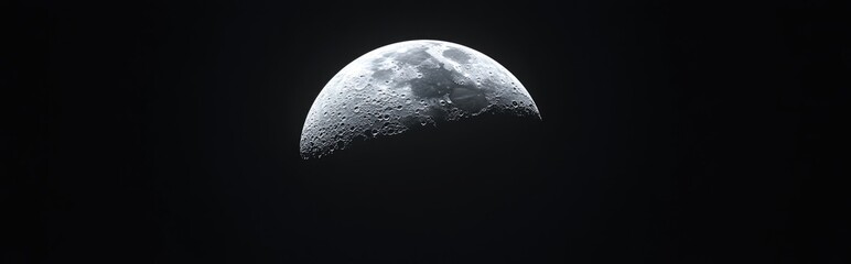Aufkleber - Half moon in its first quarter phase isolated against a black sky depicted in a 3D cartoon rendering