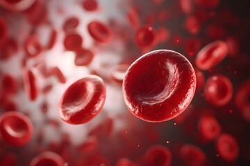 3d rendering of red blood cells also known as erythrocytes in the human circulatory system and organ