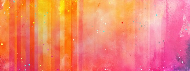 Poster - 3D rendering of a vibrant watercolor background featuring bright stripes and dots