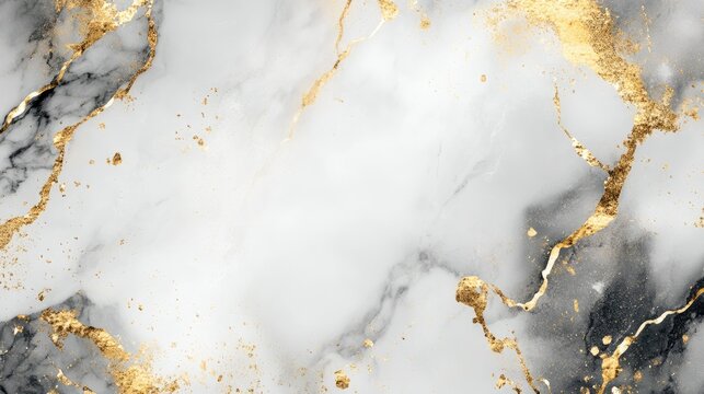 Marble-textured background with subtle gold accents, ideal for luxury cosmetic product advertisements. Elegant and minimalistic with space for text and product display.