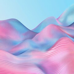 Poster - Abstract waves in pink and blue create a serene digital landscape, perfect for backgrounds and modern design projects.