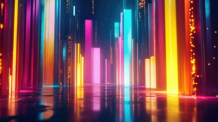 Poster - Vibrant illuminated backdrop 3D visualization