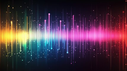 Poster - Multicolored waveform background with a digital abstract equalizer illustration