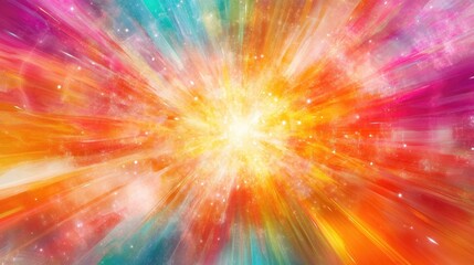 Poster - Vibrant multicolored abstract background featuring a digital illustration of an exploding star