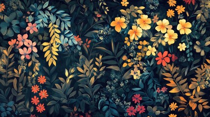 Poster - Floral garden design with a nature inspired artistic pattern