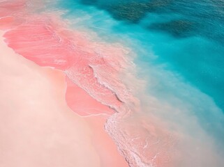 Canvas Print - Pink beach with blue ocean on the Komodo Islands.