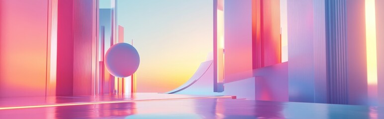 Leinwandbilder - Futuristic illustration in abstract style with gradient background presented in 3D cartoon rendering