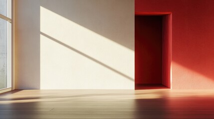 Poster - Empty space featuring a wall backdrop presented through 3D illustration and rendering techniques