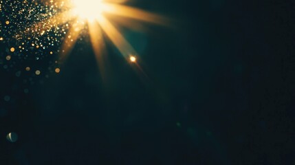 Poster - Lens flare effect on dark background perfect for applying overlays or screen filters to enhance photographs