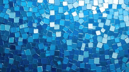 Poster - Vibrant abstract blue mosaic background with a glossy finish