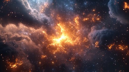 Poster - illustration of a cosmic backdrop featuring a supernova nebula and shimmering stars depicting a lumi