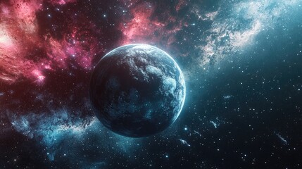 Poster - Photo realistic 3D depiction of a fictional planet in space