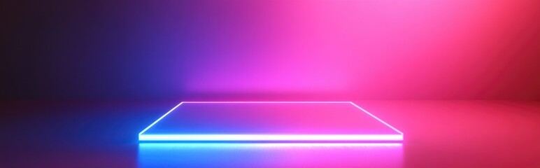 Poster - Geometric abstract background in pink featuring a square platform and frame Minimalist backdrop design suitable for product display 3D rendering