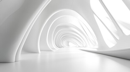 Poster - Futuristic White Architectural Design Background 3D Render Illustration