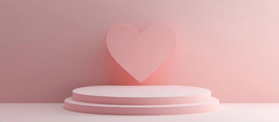 Aufkleber - Minimal heart shaped background mockup podium Pedestal scene for product display 3D rendering