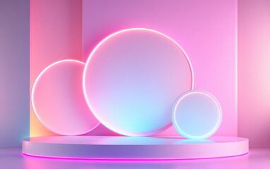 Poster - Abstract background for product showcasing featuring geometric shapes minimal pastel tones 3D render