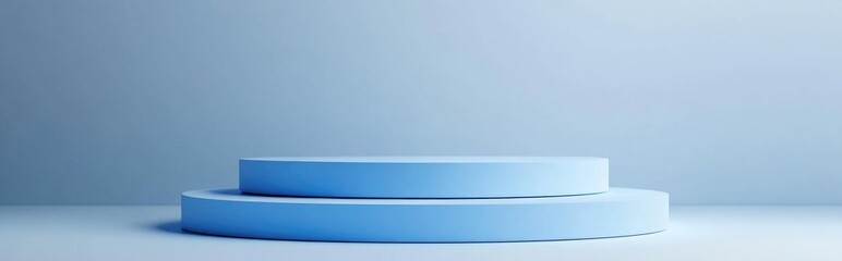 Poster - Blue 3D rendered podium with clipping path isolated on a white background
