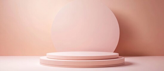 Aufkleber - Abstract podium and empty display stand with a minimalist design featuring a primitive shape against a pastel colored background in 3D rendering