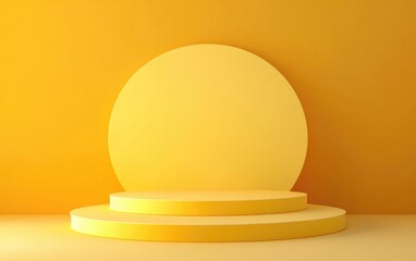 yellow gold display on a neutral background abstract minimal geometric concept studio podium platfor