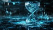© kitidach - A mesmerizing hourglass filled with digital particles, symbolizing the flow of time in a vibrant, futuristic setting.