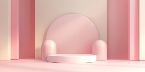 Poster - Abstract minimalist background featuring geometric podium shapes suitable for modern stage displays or showcases 3D rendering