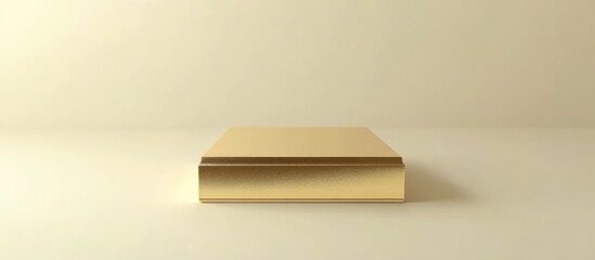 Poster - Gold square pedestal on a white background for product display 3D rendering