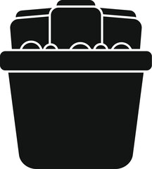 Sticker - Black silhouette of overflowing office trash bin full of crumpled paper waste