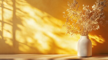Poster - Warm 3D golden yellow background with cozy lighting and soft textures, creating a comforting and inviting effect.