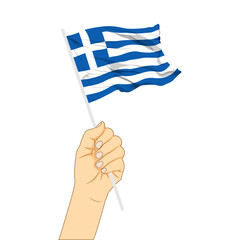 Wall Mural - Vector illustration of Greece flag in hand on transparent background