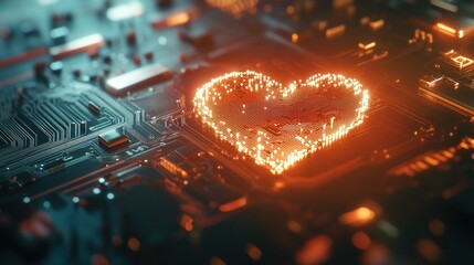 Canvas Print - Digital Heart on a Circuit Board