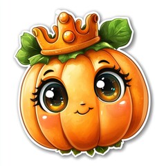 Canvas Print - Cute Cartoon Pumpkin with a Crown